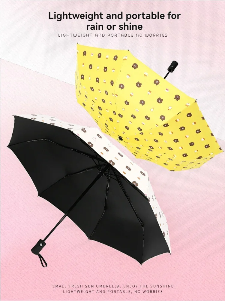 New Bear Umbrella Vinyl Sun Protective Sunshade Three Fold Automatic Umbrellas Brown Bear Umbrella Sun Umbrellas 3 S932ac3465449494394fd499aaeaa6ae46