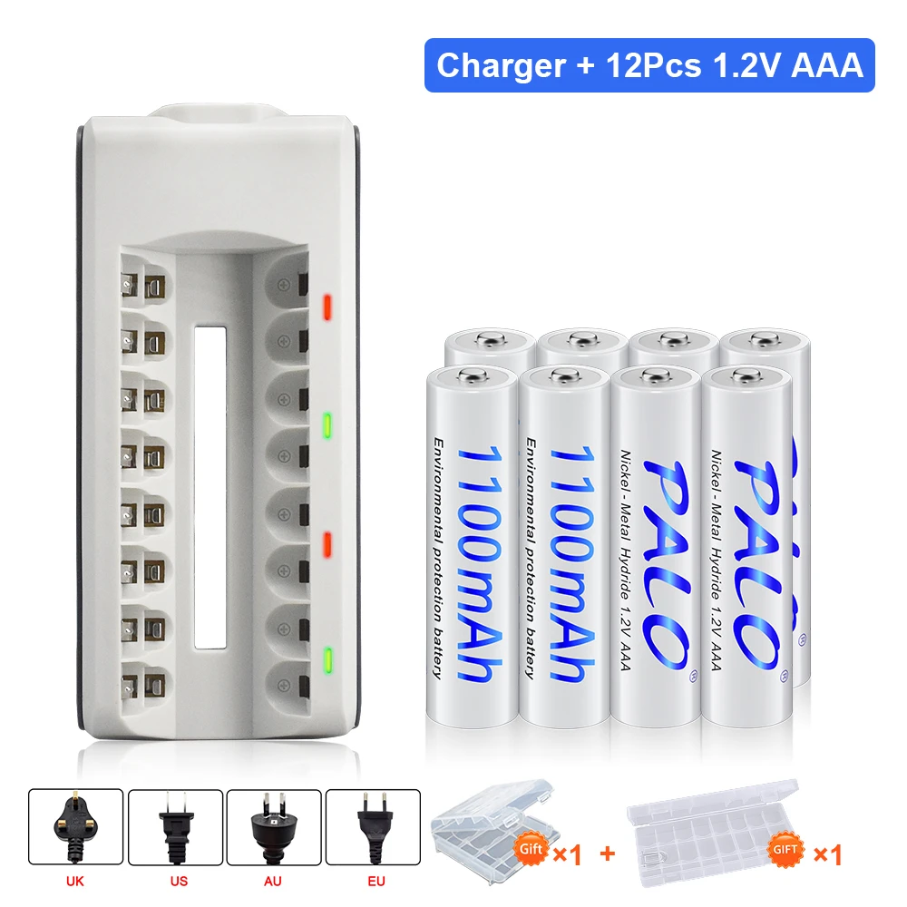 Palo 4-20 Pz 1.2V Nimh Aaa Batteria 3A 1100Mah Aaa Batteria Ricaricabile Aaa Ni-Mh Batterie Wih 8 Slot Aa Aaa Caricabatteria