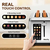 4 Slice Toaster Touch Screen 1.5" Long Slot Stainless Steel Smart Bread Toaster for Bagel Muffin Waffle Gluten Free Breads Timer 2