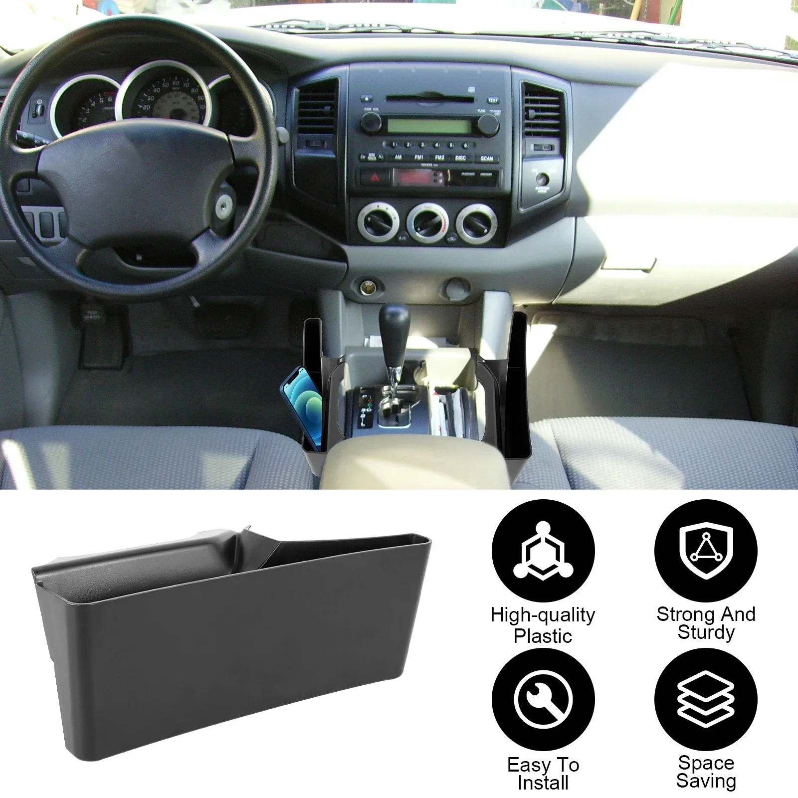 2 Pack Car Center Console Organizer Self-Adhesive Car Center Console Side Storage Box Portable Auto Key Card Coin Container