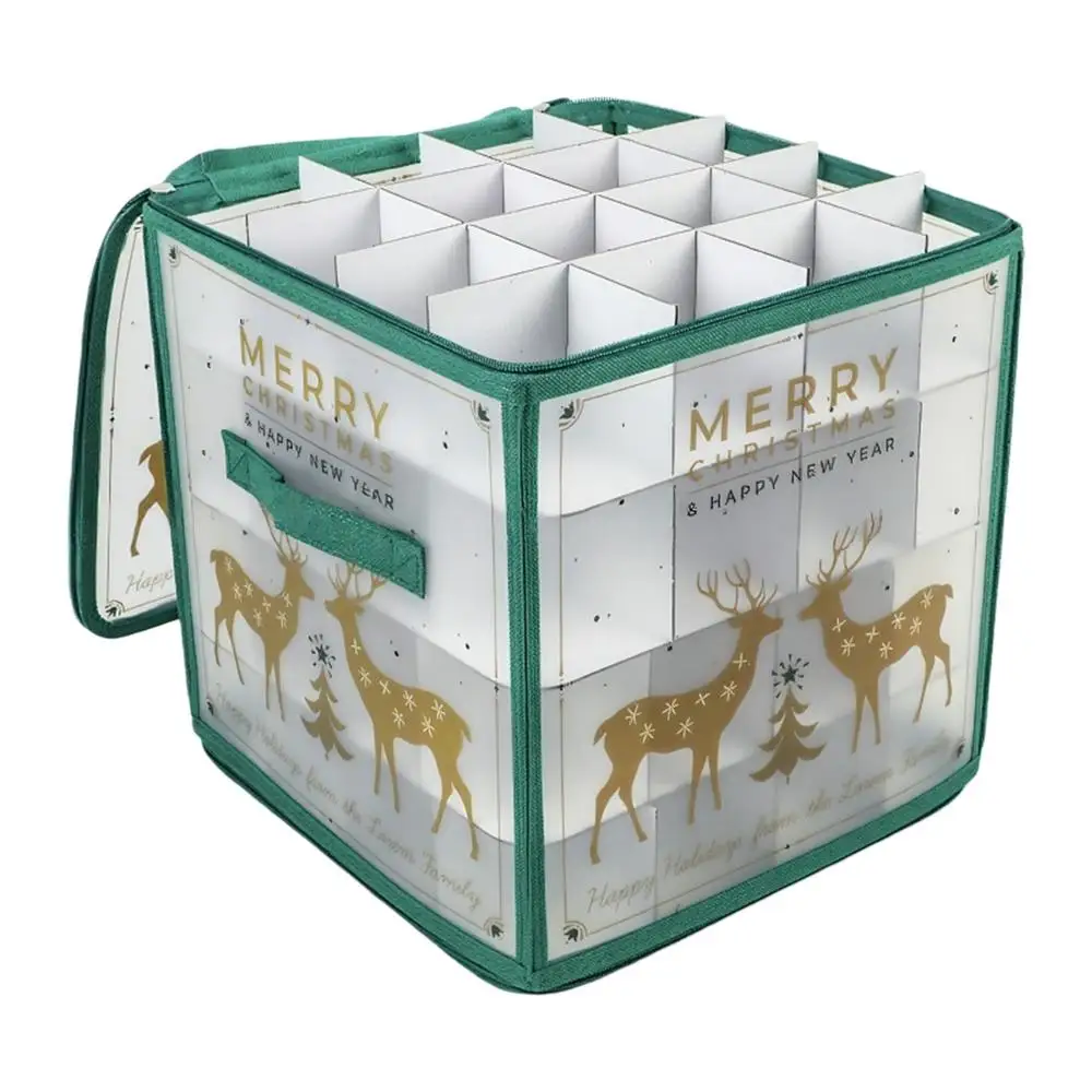 Christmas Ornament Storage Box 64-Grid Seasonal Decorative Ball Organizer Christmas Ornament Keeper with Dividers for Home