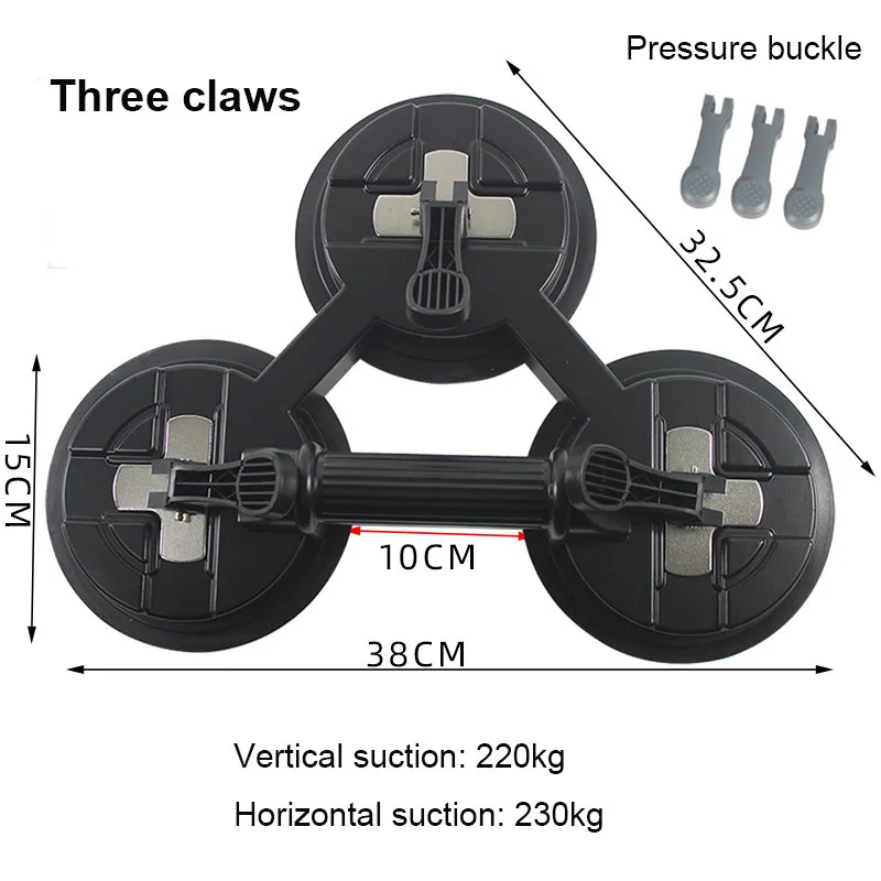 Vacuum Suction Cup Heavy-Duty Aluminum Alloy Lifter 150mm Plank Tile Glass Manual Lifting 150-230kg Vacuum Spreader Sucker