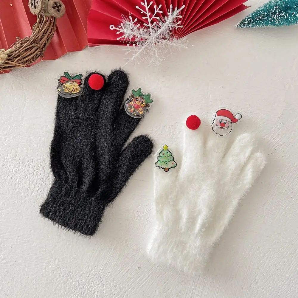 Cute Cartoon Christmas Gloves Knitted Thicken Xmas Winter Gloves Funny Snowman Pattern Gloves Gift Giving