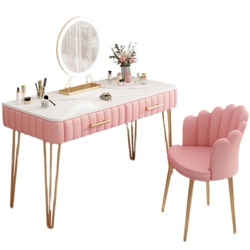 

Simple storage cabinet in bedroom, desk integrated makeup table, light luxury small apartment dressing table