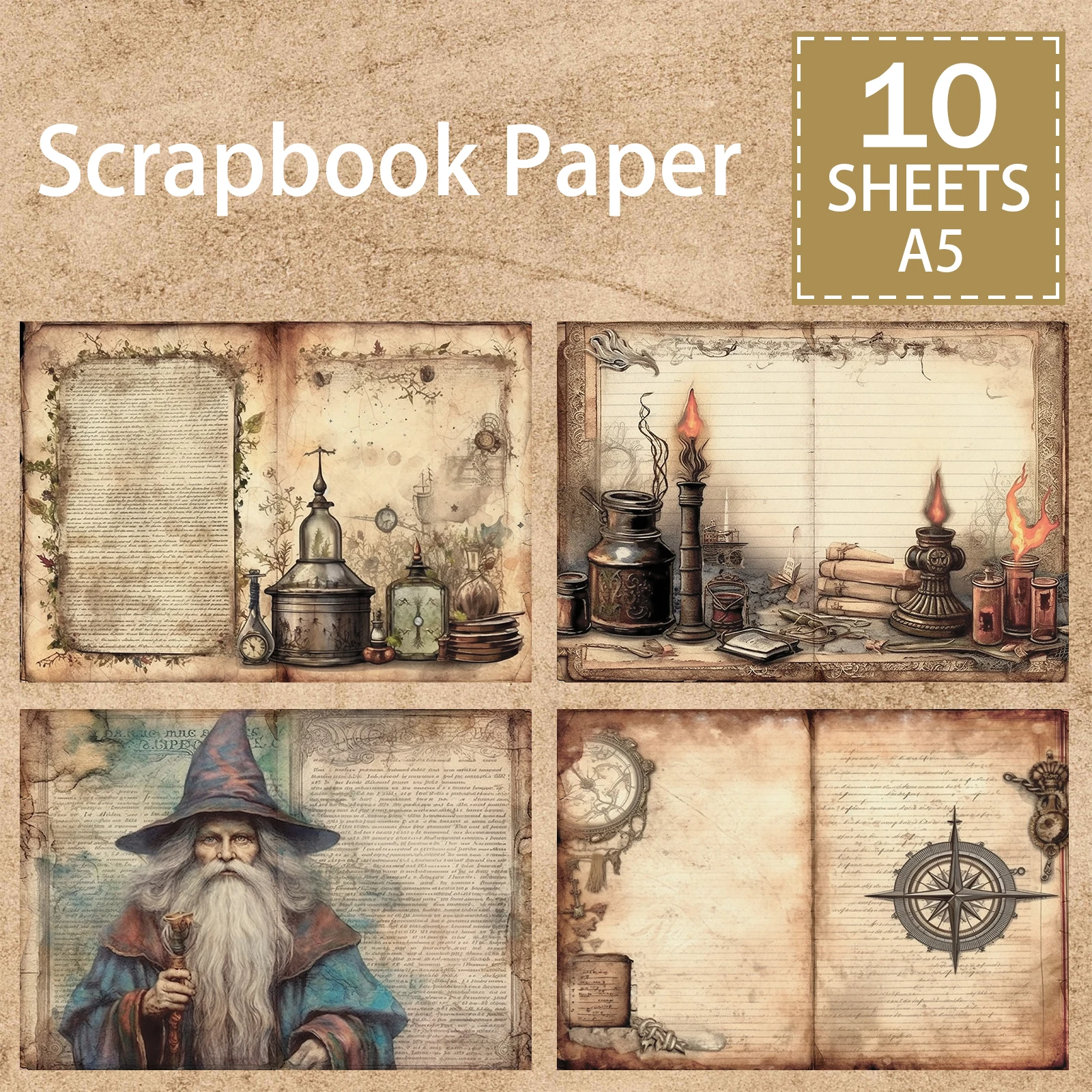 

10 Sheets A5 Size Dark Magician Candlestick Vintage Grunge Journal Planning Scrapbooking