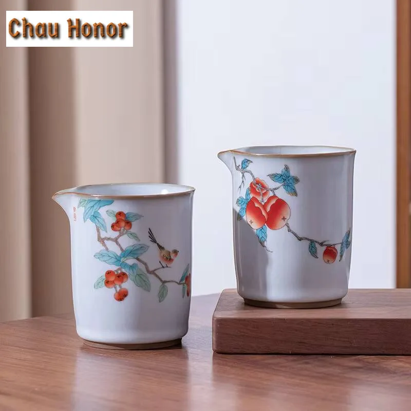 260ml Ancient Moon White Ru Kiln Porcelain Tea Pitcher Divide Tea Cha Hai Dispenser Justice Cup Fair Mug Mugs Chinese Tea Set