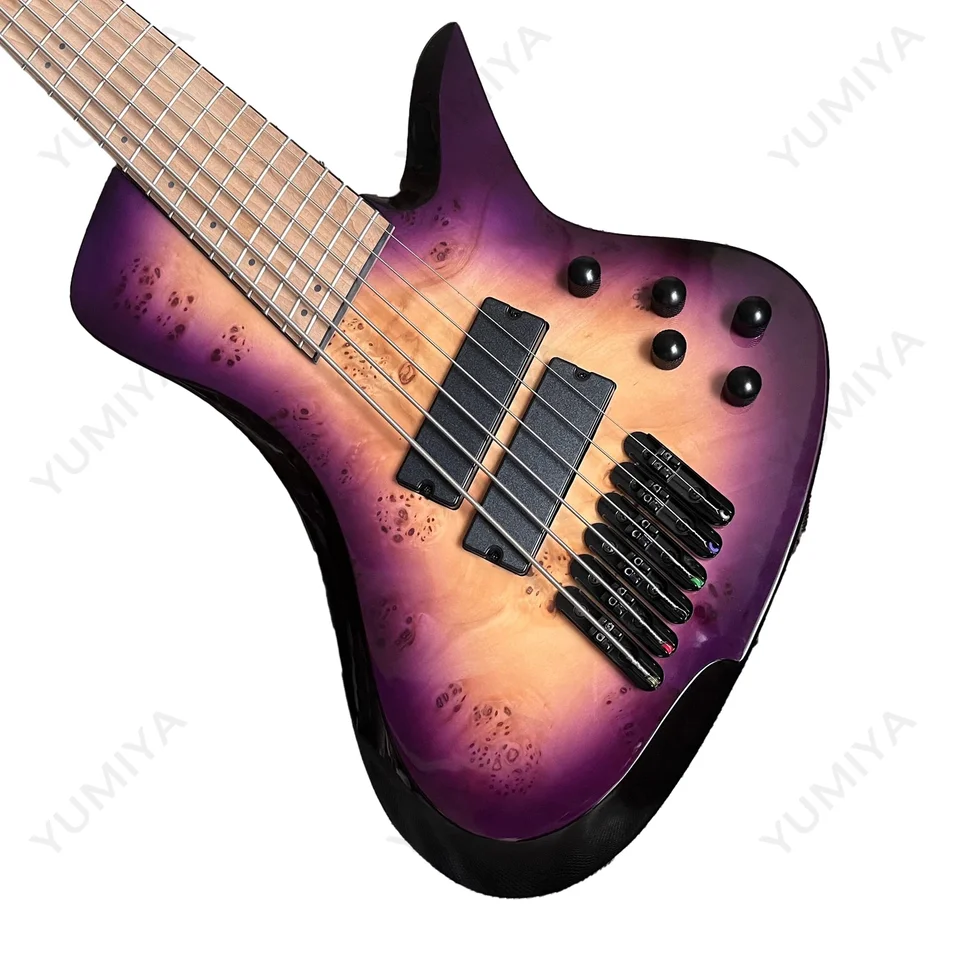 G4m 972 Fanned Fret 5-string Bass Guitar, Blue Burl Burst