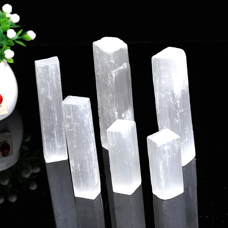 1PC Natural Selenite Quartz Crystal Wand Rough Raw Mineral Stick Unpolished Reiki Healing Raw Crystals Health Energy Stone Gifts 5