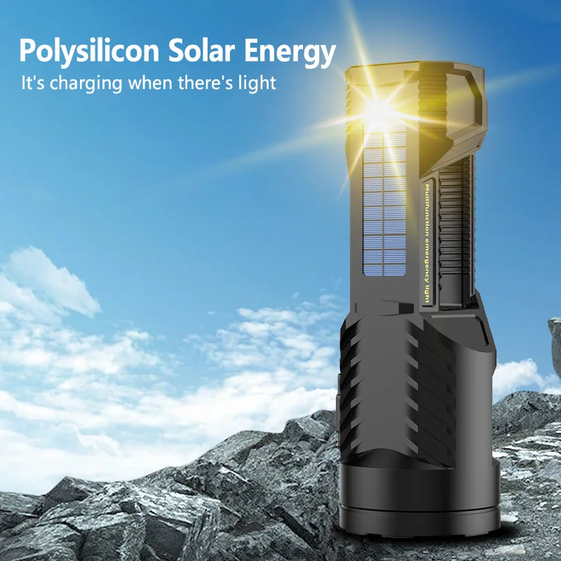 XHP70 Solar LED Searchlight Outdoor Multifunction Work Light Powerful LED Flashlight Long Range USB Rechargeable Camping Lantern led flashlight camping lamp led work light camping lights work light