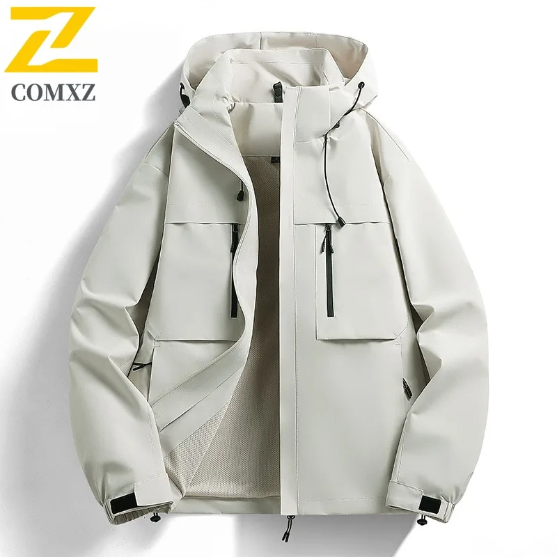 COMXZ Hooded Fashion Jacket Men Hiking Journey Wind Resistant Warm Parka Leisure Outdoor Light Cold Proof Winter New Clothing