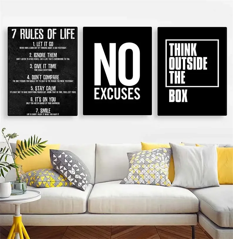 

7 Rules of Life Watch Your Thoughts Motivational Posters and Prints on The Wall Canvas Painting Wall Art Picture for Living Room