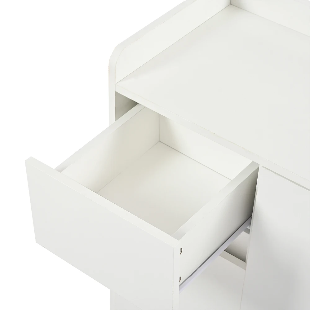 PINGGO Modernes Sideboard, Aufbewahrungsschrank, 4 Türen, 1 Schublade, verstellbares Regal für Küche, Wohnzimmer, Weiß, 120 x 99 x 35 cm – Detail 20