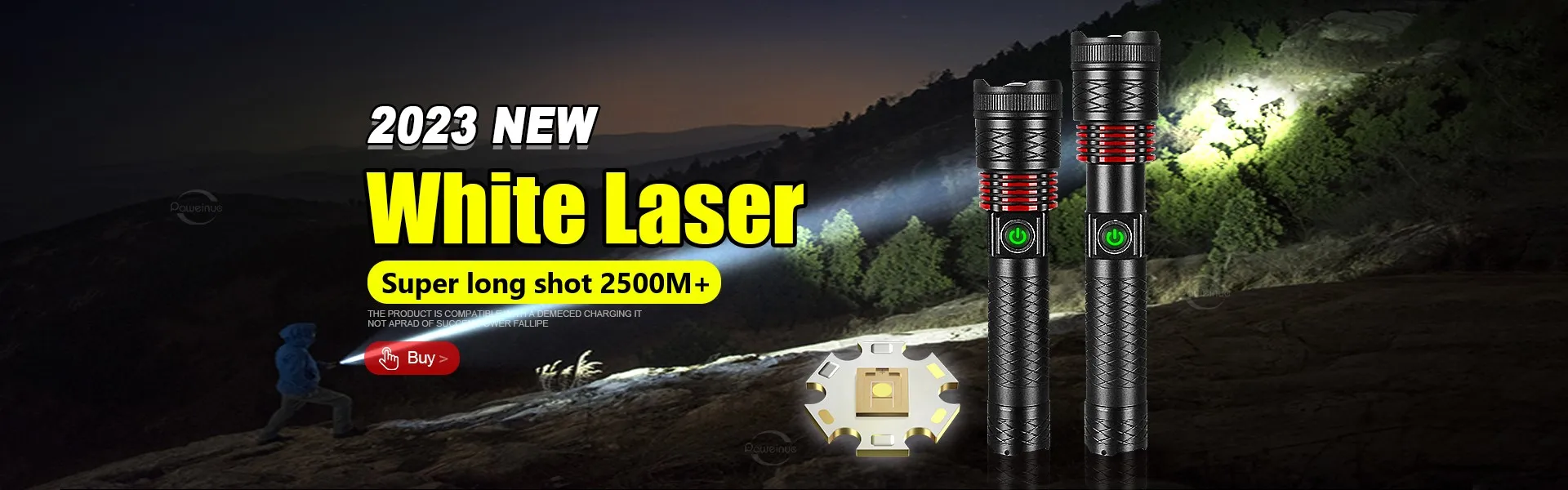 Description Picture 2 of itemWhite Laser LED Flashlights High Power USB Rechargeable Torch Lights 18650 Powerful Long Range Tactical Hunting Fishing Lantern