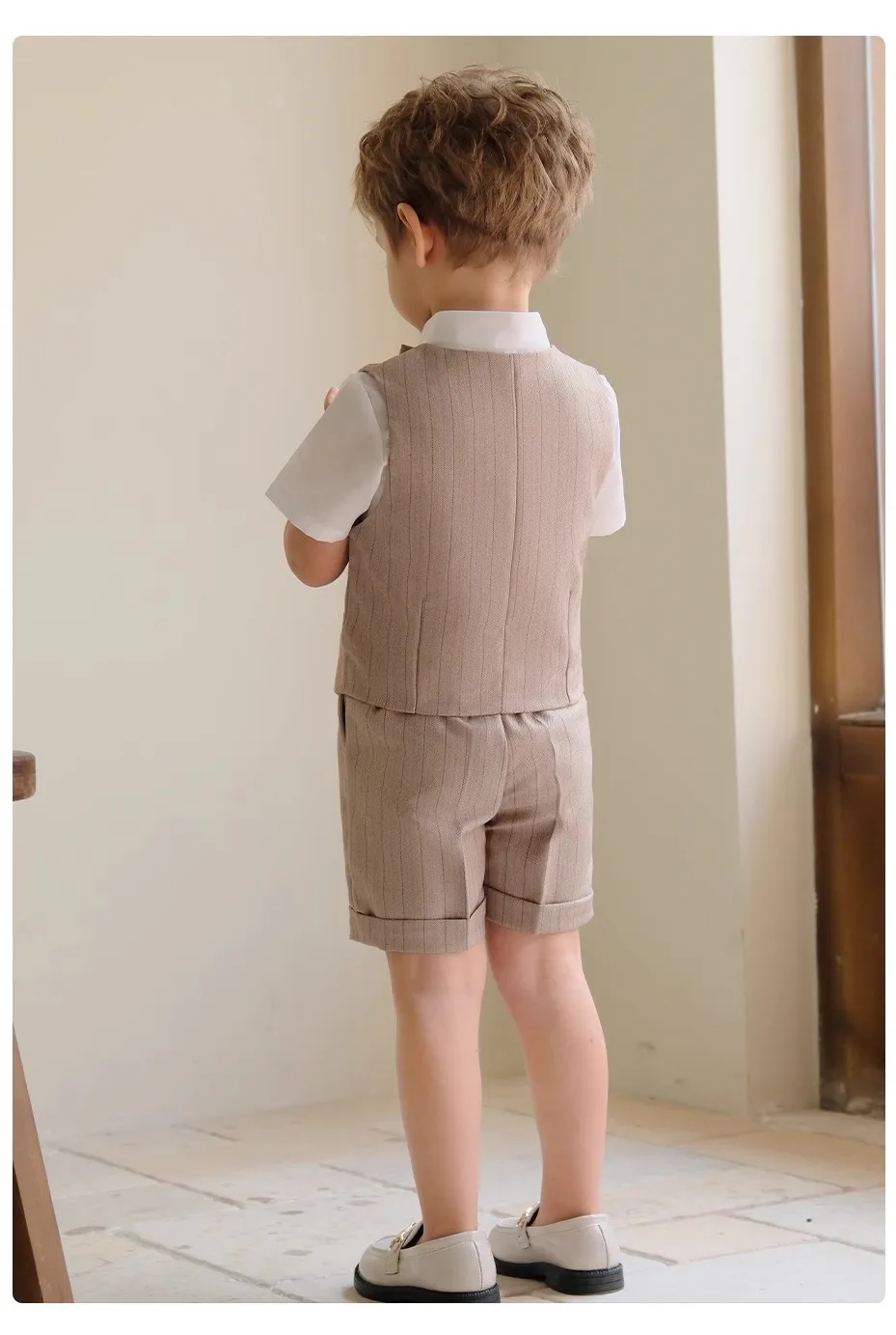Children Luxurious Khaki Photography Suit Boys Formal Ceremony Costume Kids Birthday Wedding Party Dress Performance Tuxedo Set