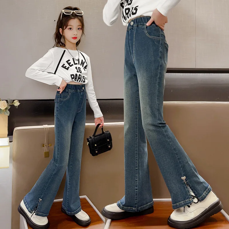 Fashion Flared Jeans for Girls Spring Autumn Children's Clothing