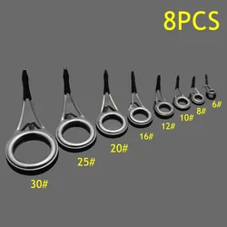Premium Ceramic Ring Fishing Rod Guide Set - High Carbon Steel Repair Kit (8 Pieces) (8Pcs)