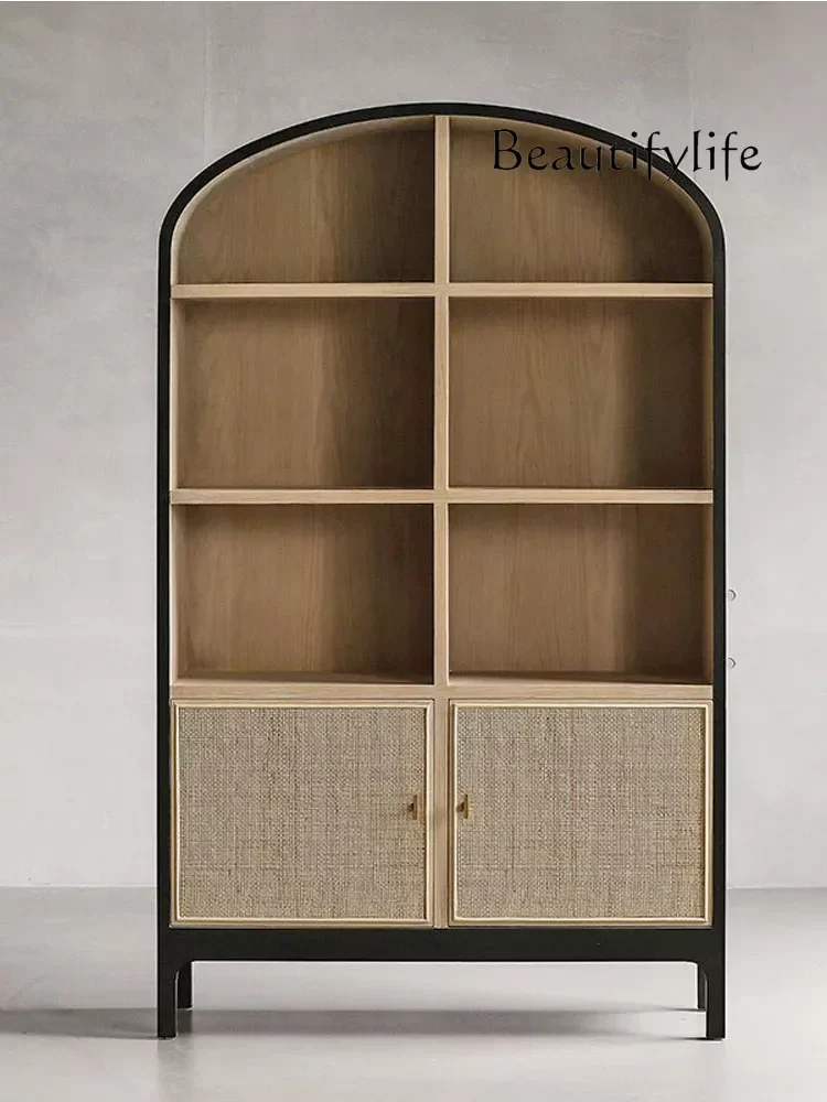 

Nordic Style Simple Modern Rattan Wardrobe Wine Cabinet Display Cabinet Bookcase Full Solid Wood Locker
