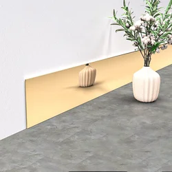 Durable Stainless Steel Skirting Board with Adhesive Backing - 5 Meters for Versatile Interior Use (Mirror gold 5M)