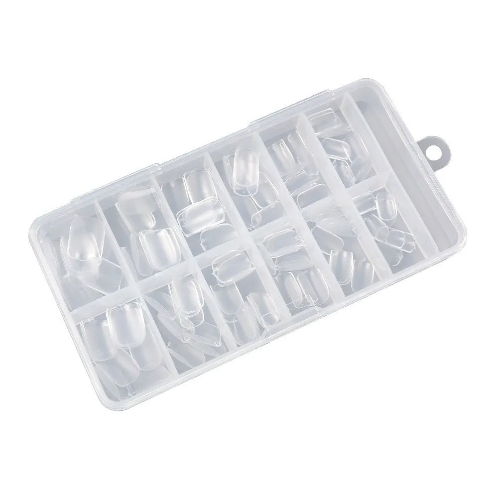120/150PCS Short Square Nail Tips Half Matte Clear Fake Nails Extension Tips Pre-Shaped False Nails