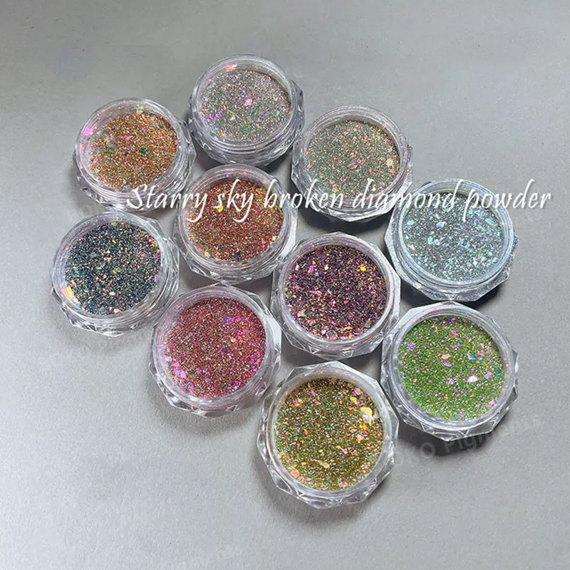 0.5g jar Chameleon Flake with Reflective Brocade Diamond Nail Art Powder Sparkle Reflective Nail Art Powder Sandy Glitter nail powder nail flakes nail glitter nail decoration nail decorations reflective powder
