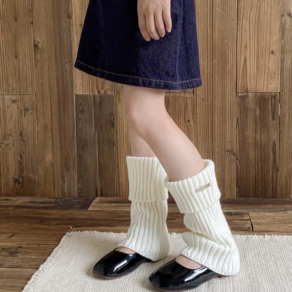 New Solid Color Leg Warmers Knitted Thickened Middle Tube Socks INS Y2k Lolita Hosiery Girl
