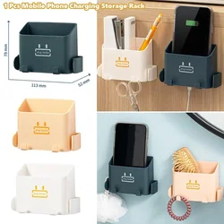 1 Pc Wall Hanging Mobile Phone Charging Plug Storage Rack Multifunction Air Conditioning Remote Control Organizer Shelf