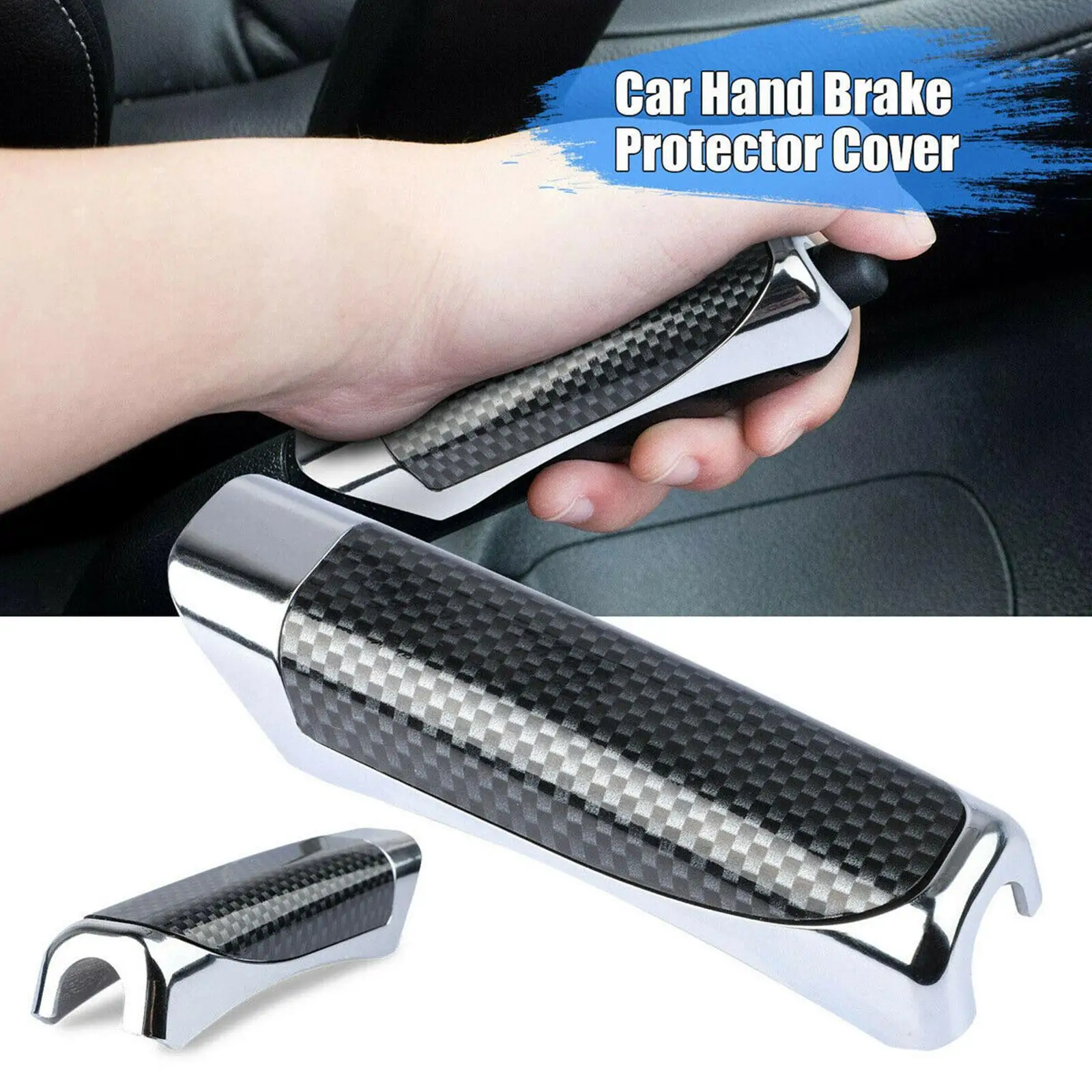 BlackCarbonFiberHandbrakeCoverSUVCarHandBrakeProtectorDecor