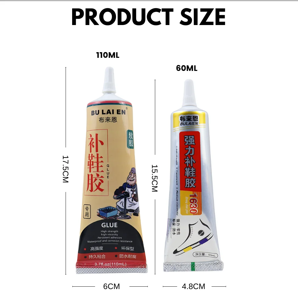 BULAIEN 신발/신발 접착제 방수 범용 강력한 가죽 접착제 정밀 애플리케이터 팁 60ML/110ML