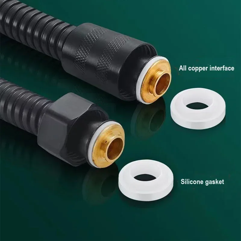 Black/Silver Flexible Shower Hose Stainless Steel Long Bathroom Shower Pipe Extension Bathroom Accessories Water Pipes 1.5/2M shower hose