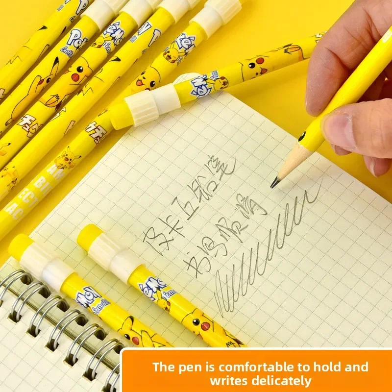 12pcs/box Pokemon Pencil Set with Eraser Pencil Sharpener Anime Figure School Supplies Office Stationery Tools Kawaii Gifts Toys