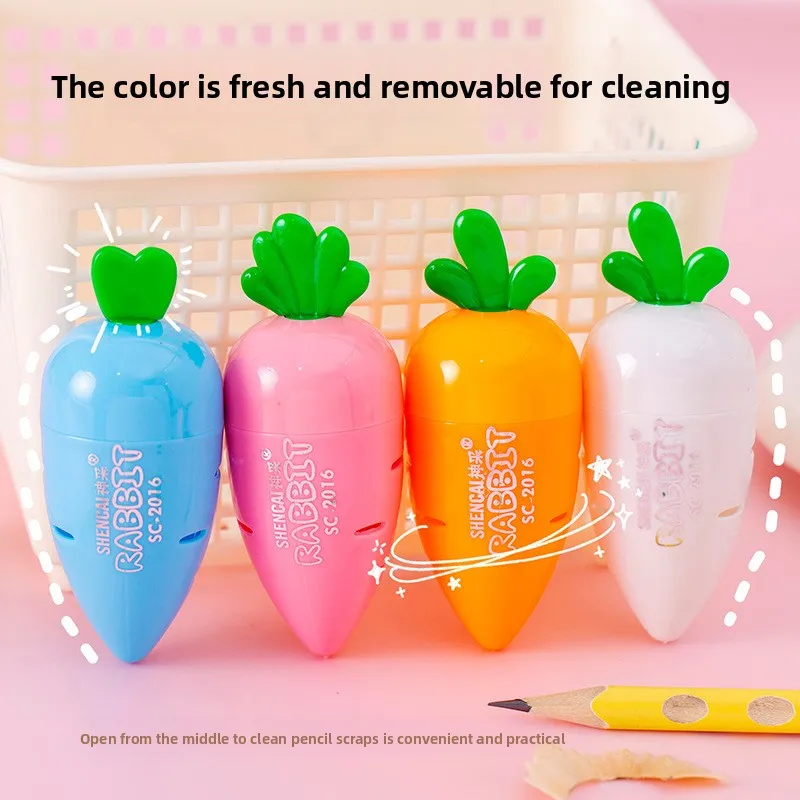 Simpatico cartone animato Carota Temperamatite Manuale Scuola primaria Premio per bambini Cancelleria Kawaii Ravanello Temperamatite creativo - immagine 3