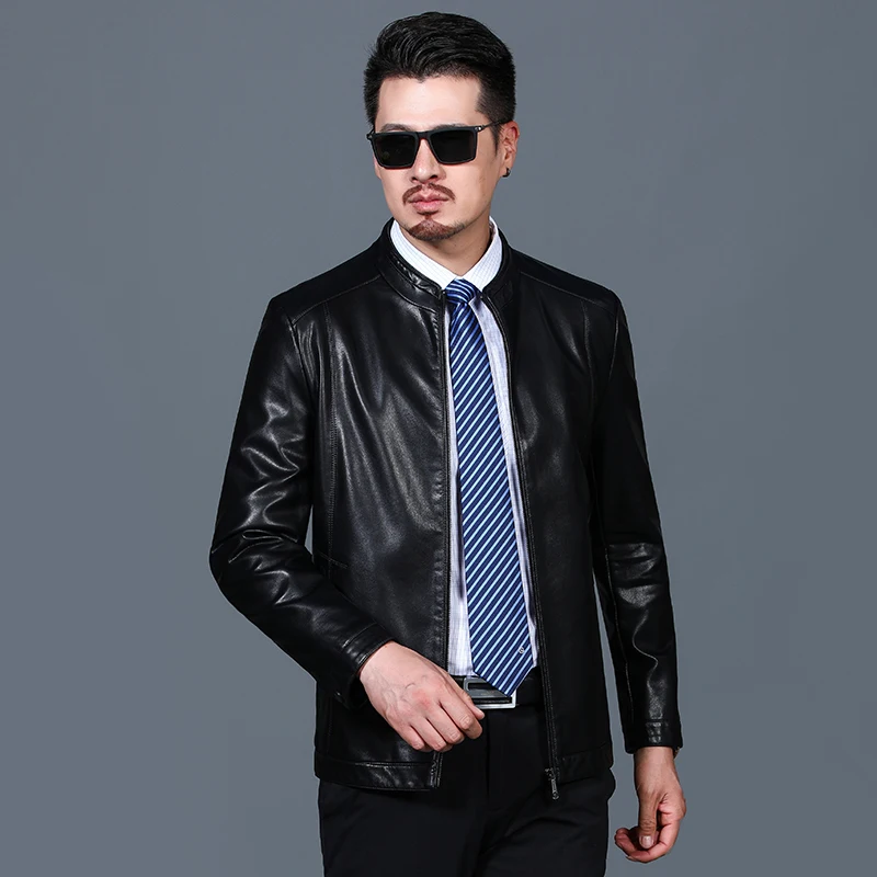 

Real Sheepskin Leather Jacket Men 2022 Spring New Genuine Leather Jackets Man Black Brown Stand Collar Casual Men's Clothing Xhl
