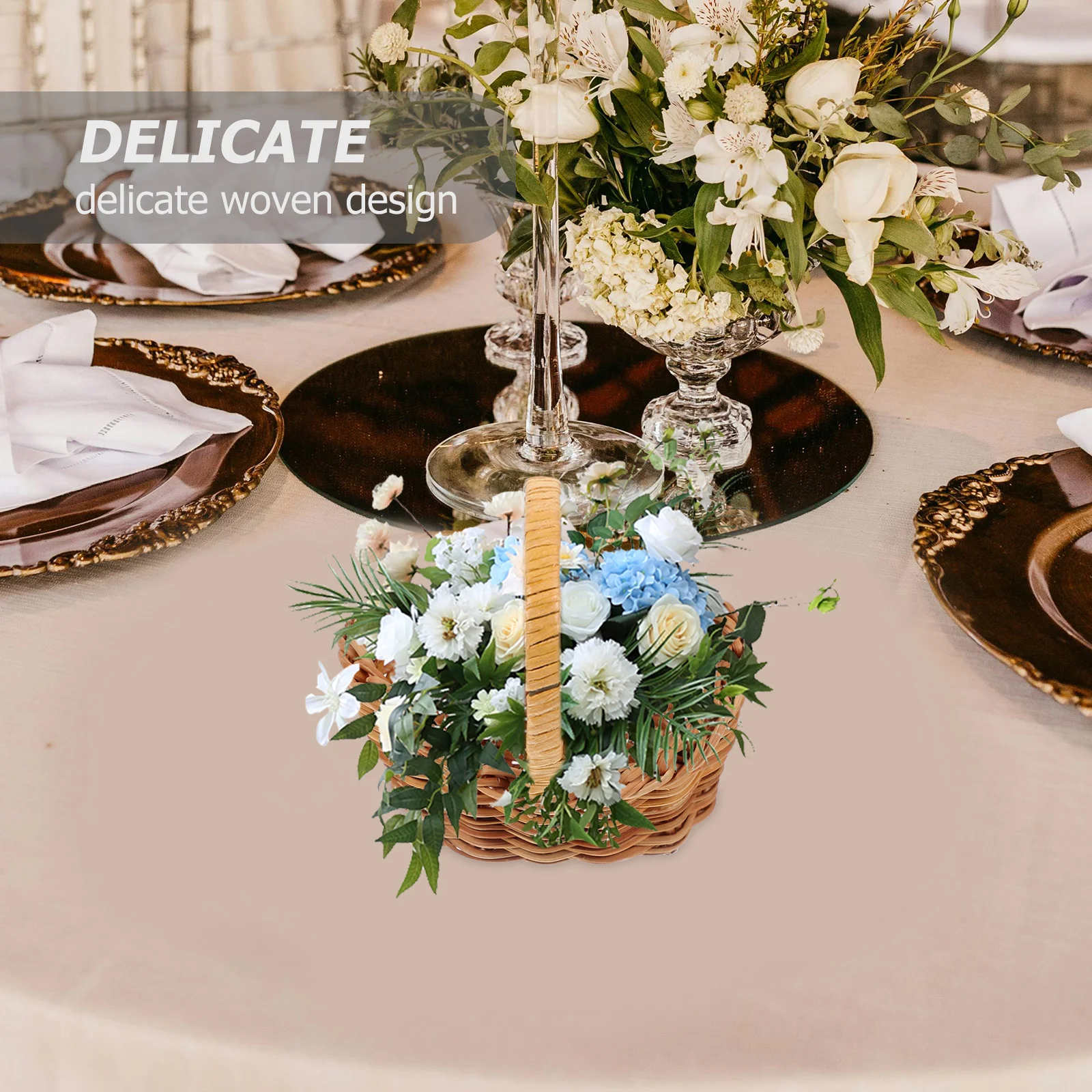 4 Pcs Mini Woven Basket Set Rattan Baskets Storage Bins Tiny Flower Arrangement Holder Small Container Home Storage ganization 2
