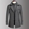 2024 Autumn Winter Double Collar Wool Coat Middle-aged Men's Business Fashion Handsome with Solid Color Woolen Men's Coat  M-4XL 1