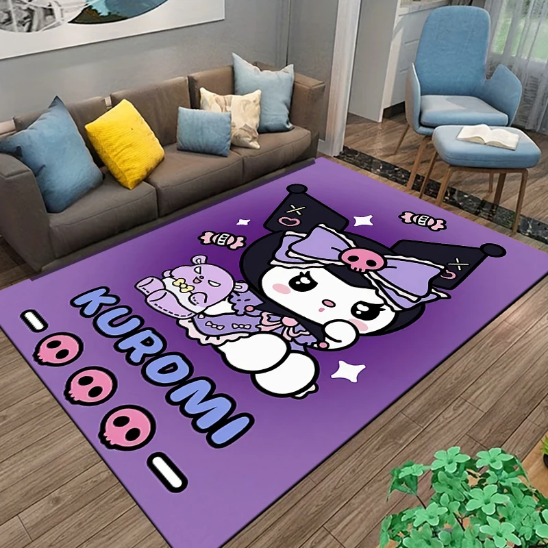Sanrio Kuromi Carpet Yoga Living Room Decor Children's Crawling Mat Doormat Living Room Area Rug Games Area Washroom Floor Mat