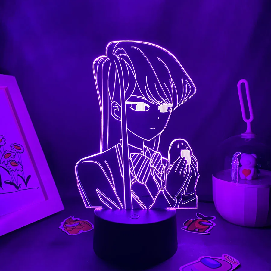 

Komi Can't Communicate Komi Shouko Anime 3D Led Neon Night Lights Cool Gift for Friend Lava Lamp Bedroom Table Decor Manga Light