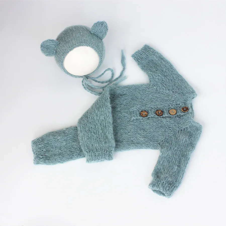 Description Picture 5 of itemHand Made Newborn Mohair Onesie Photography Props Baby Bear Bonnet & Romper Set