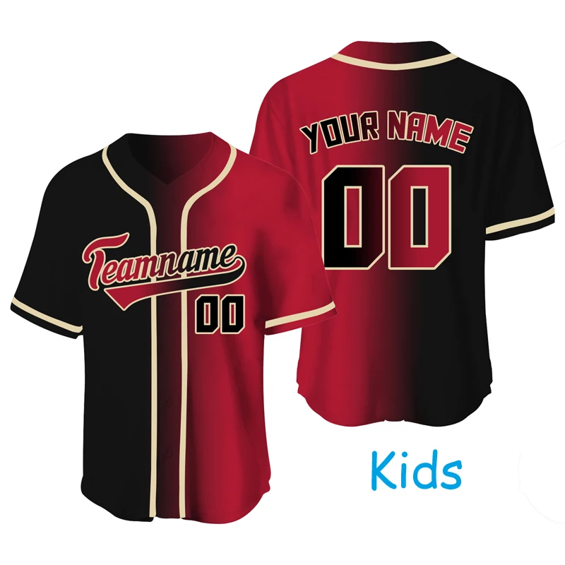 Boys/Girls Baseball Jersey Sublimation Blanks Youth Team Game Sportswear Shirt Kid Quick Dry Tracksuit Training T-shirts