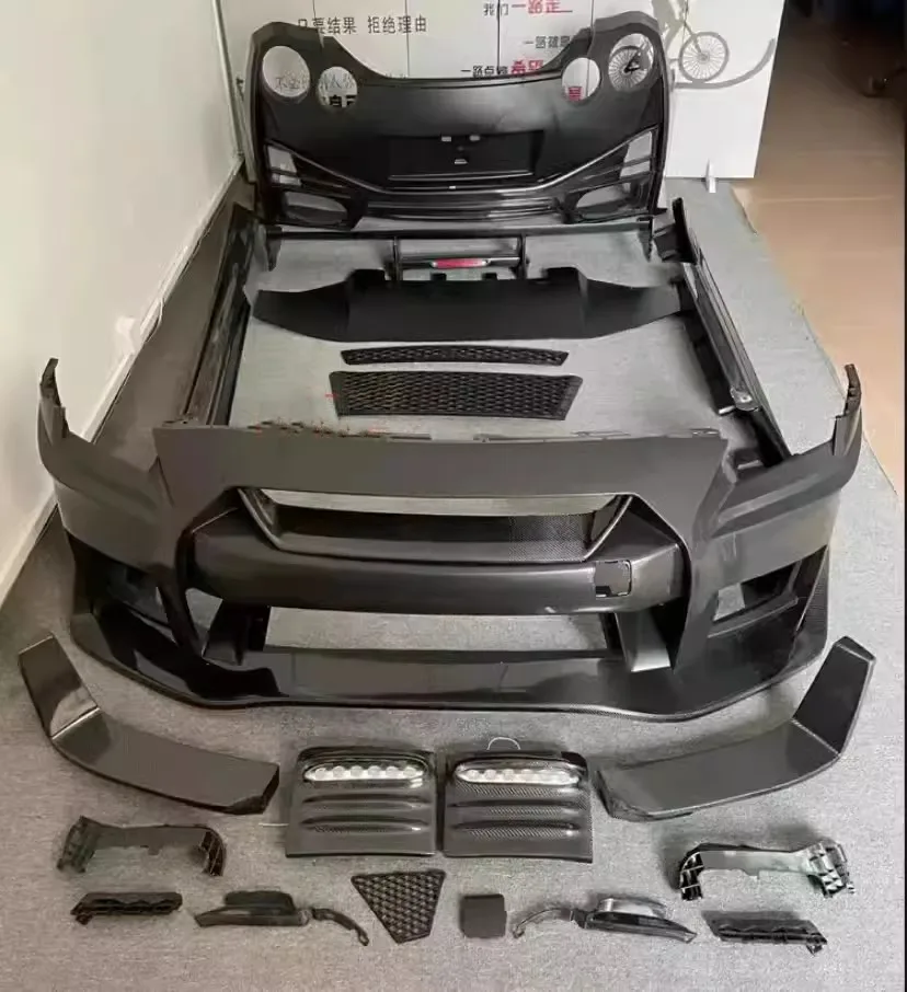 

Carbon Fiber Body Kit front rear bumper assembly for Nissan GTR35 convert side skirt tail wing engine hood Auto Accessories