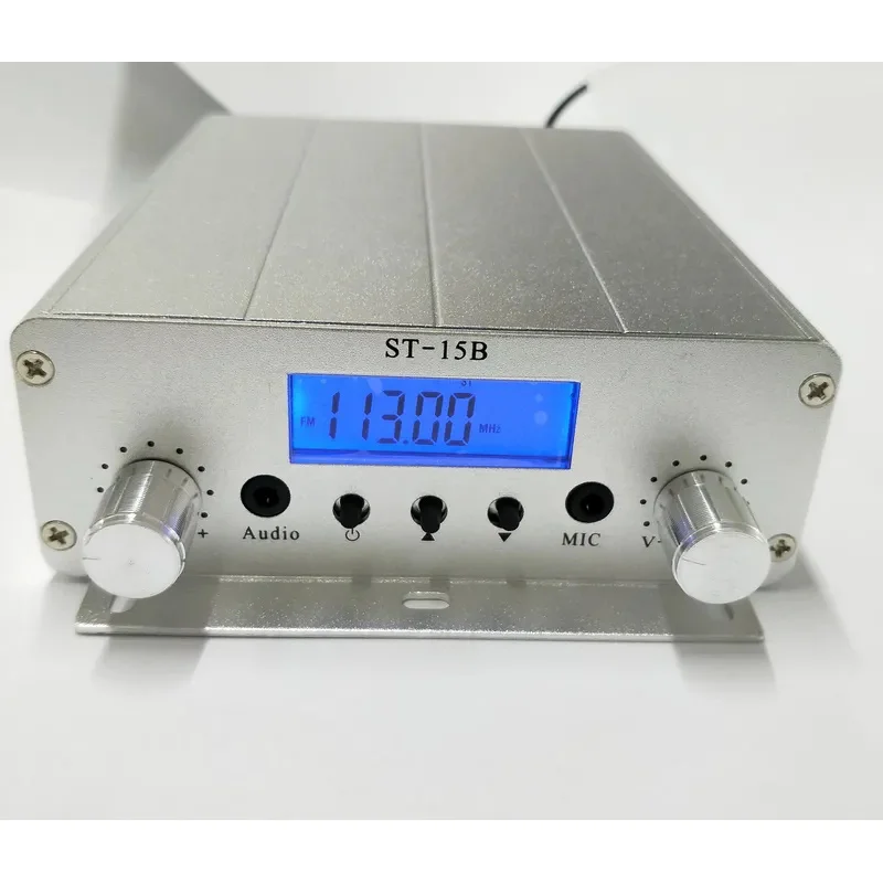 15W ST-15B V3 스테레오 FM 송신기 76-108/113MHz 소형 무선 오디오 송신기 (호스트만 제공)