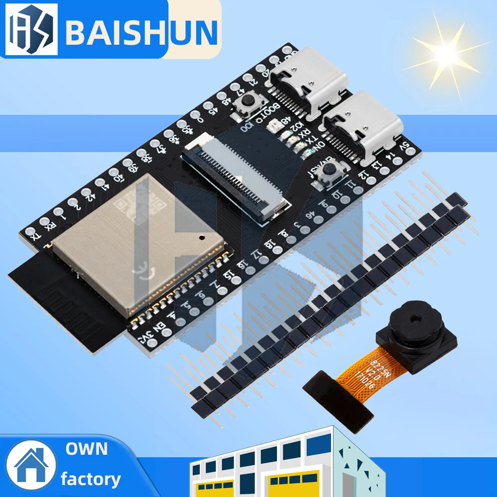 บอร์ดพัฒนา ESP32-S3 Wi-Fi + Bluetooth กล้อง OV2640