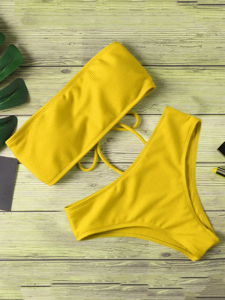 

Solid Bikini Brazillian Swimsuit Women Bikini Set Sexy Off Shoulder Swimwear Female Swimming Biquini Maillot De Bain Femme