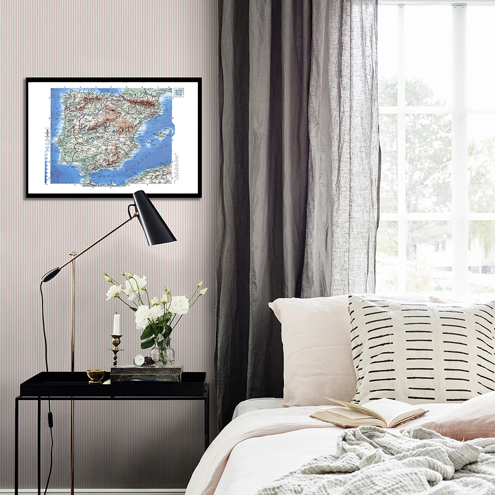 World Map Poster Spain Map 59*42cm In Spanish Canvas Painting Unframed Prints Wall Art