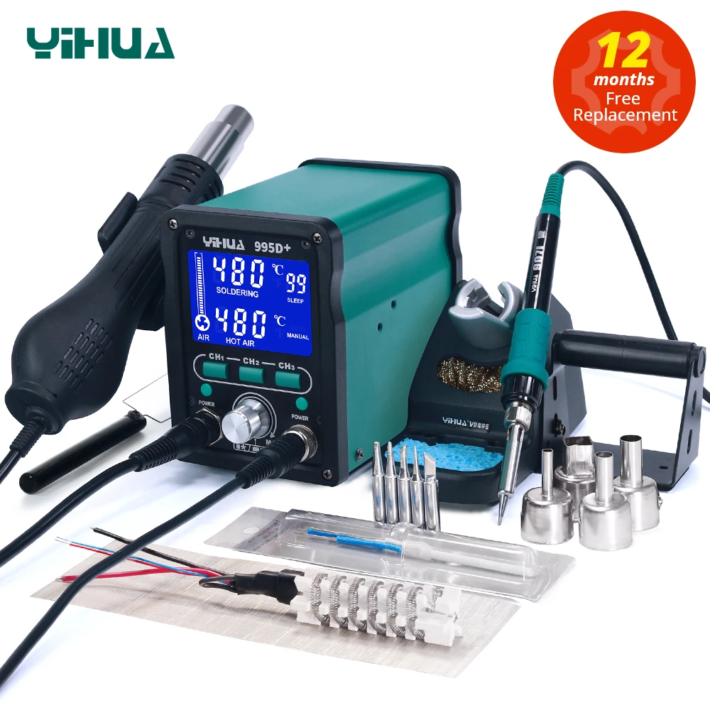 YIHUA 995D+SMD Soldering Station With Pluggable Hot Air Gun Soldering