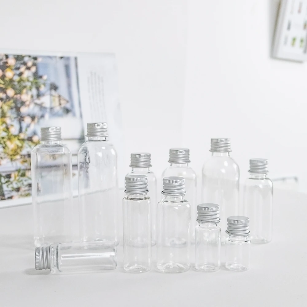 100Pcs Plastic Bottle With Aluminium Screw Cap 5ml to 100ml Refillable Bottles refillable bottles