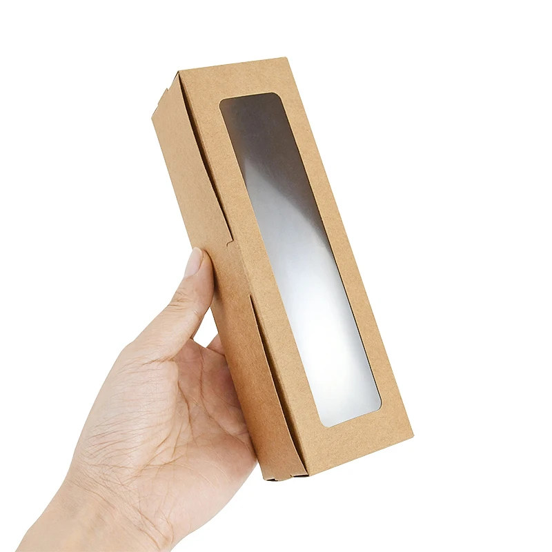 5/10 Stück rechteckige Fensterbox aus weißem Kraftpapier für Süßigkeiten, Kekse, Geschenkverpackung, Papierbox für Hochzeit, Geburtstag, Party, Gastgeschenke, Boxen, Zubehör – Detail 4
