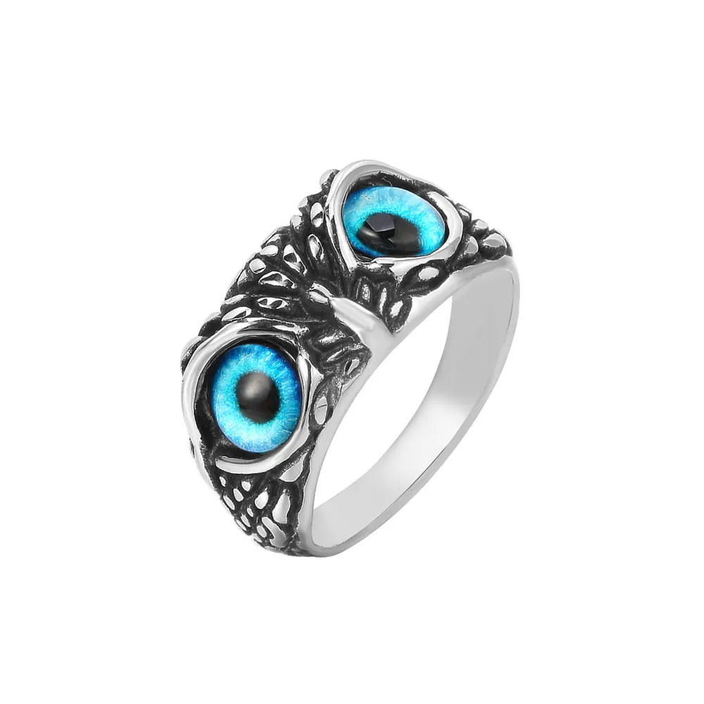 

Charm Colorful Eyes Owl Ring Stainless Steel Viking Animal Wedding Ring Cute Simple Design Men Women Jewelry Halloween Gift