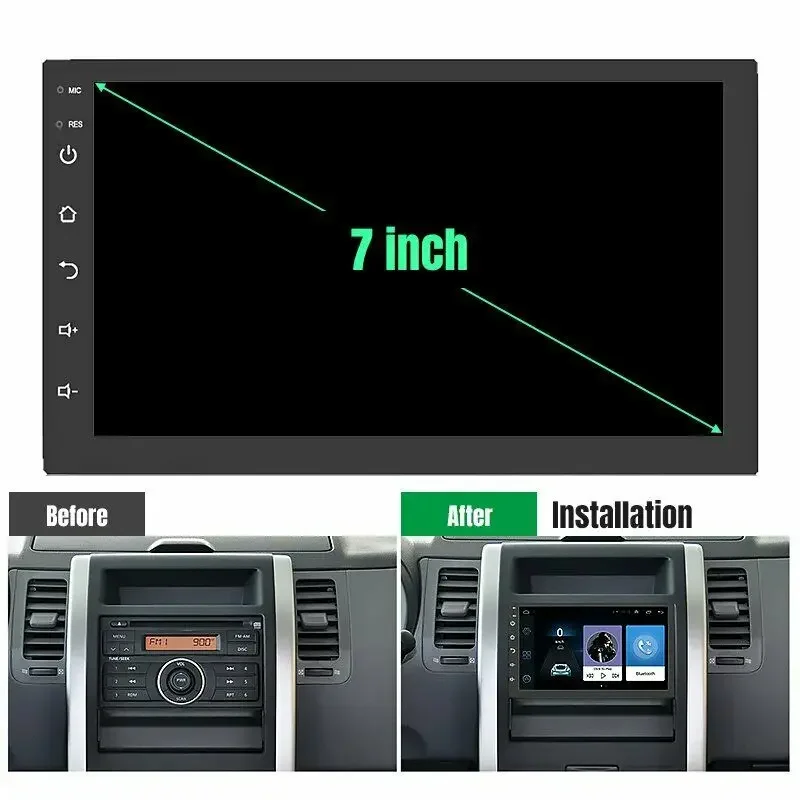 

Car Radio Android 9 Single 1Din 2G RAM+16G ROM Car Multimedia Stereo Audio GPS Navigation Wifi SWC OBD DAB 7inch