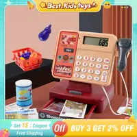 Scanning Cash Register Bills Coins Children's Food Simulation Supermarket Play House Game With Sound Lights Kids Toys Xmas Gifts 1