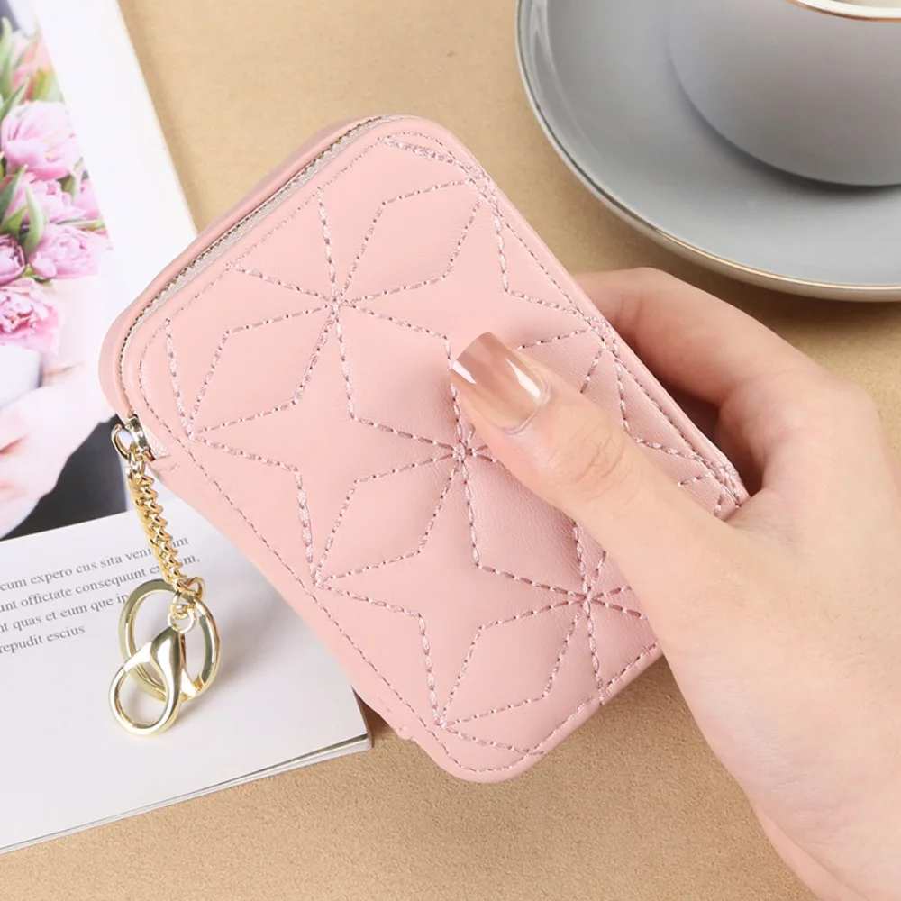 Women Lipstick Bag PU Leather Makeup Case Mini Purse Organizer Cosmetic Bag Mirror Lipstick Pocket Coin Wallet 2